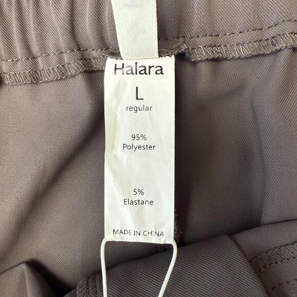 Halara Pants Womens Large Gray/Brown Regular Pleat Front Elastic Waist Straight - Picture 4 of 11